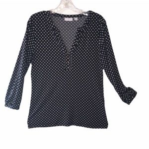New York & Company V-Neck Polka-Dotted Stretch Top